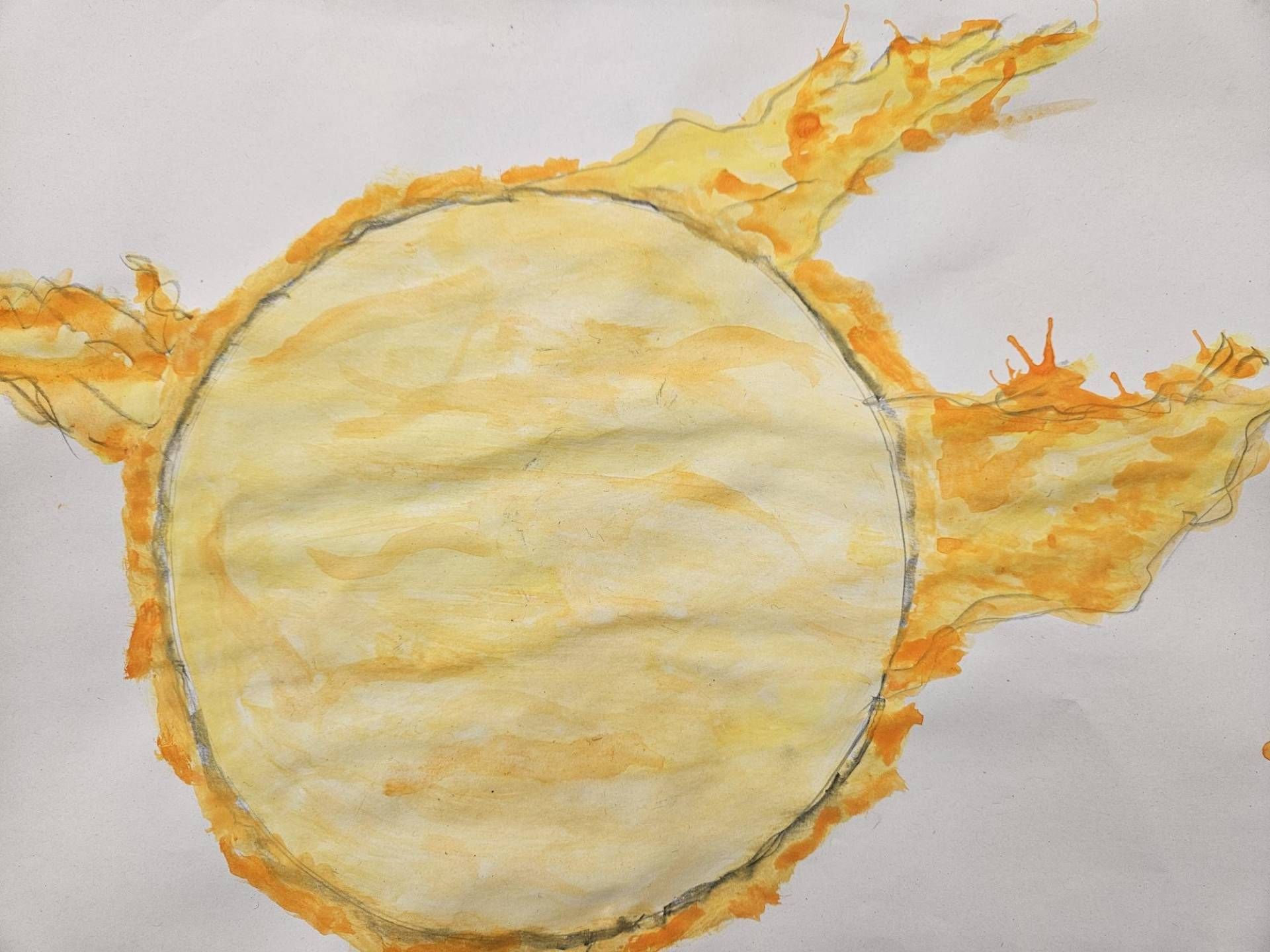 Zeichnung: Alina R., Johanna R., Emilia O., 4. Kl., Sonnensturm